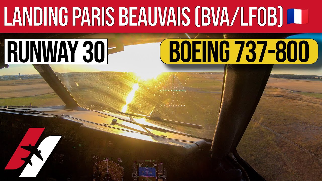 SUNSET Landing and Take Off at Paris-Beauvais Airport Boeing 737-800 Cockpit View [4K]