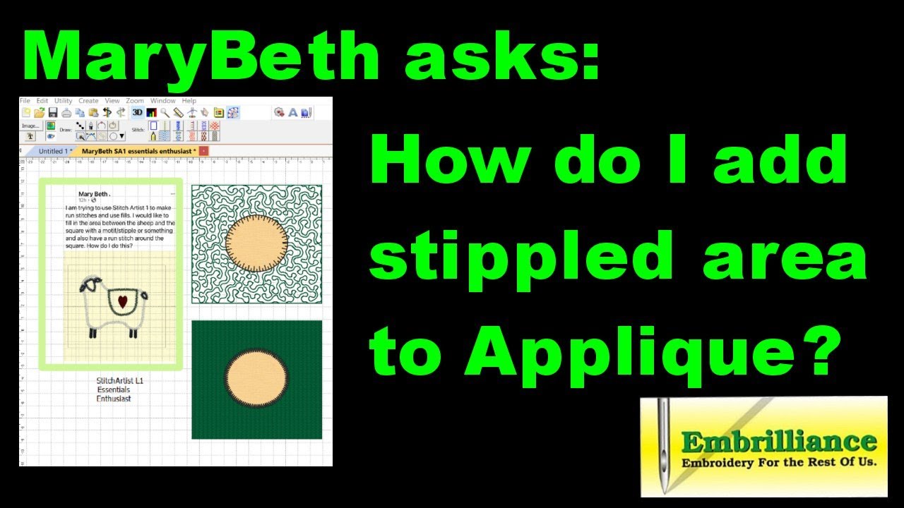 Add Stipple to an Applique Design using Embrilliance Stitch Artist 1