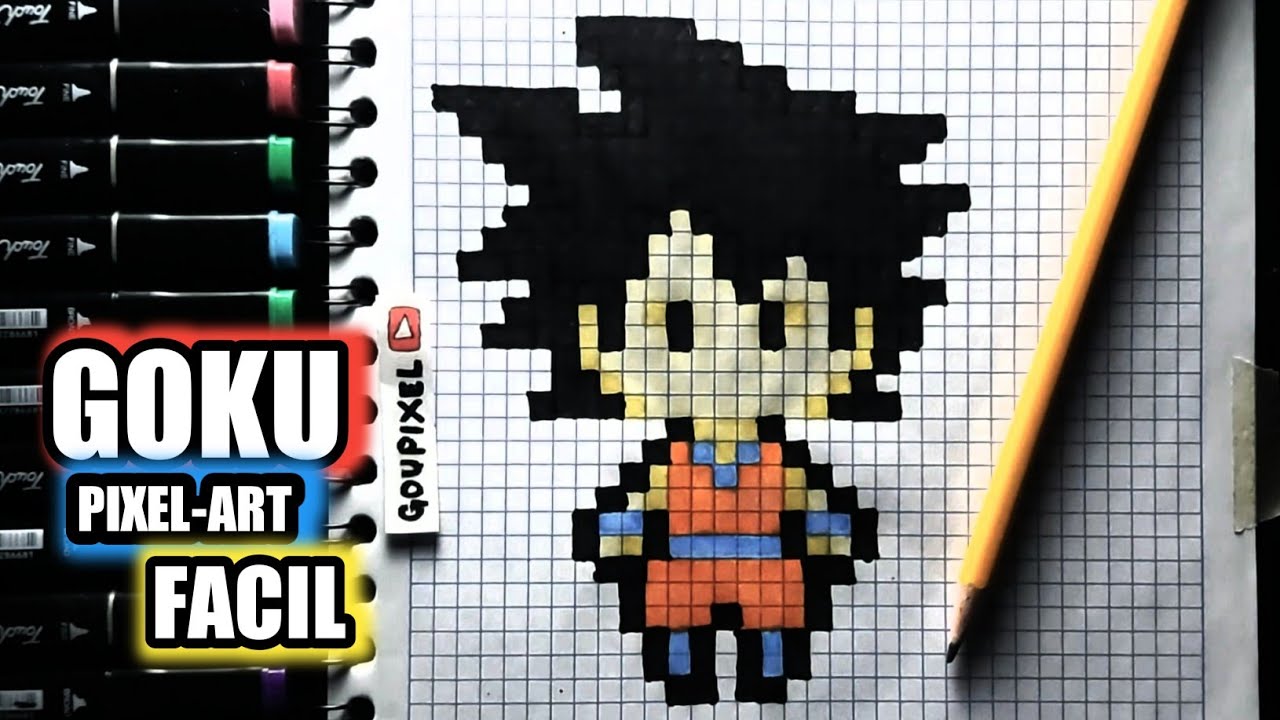 cómo dibujar A GOKu ( pixelart ) Paso a Paso FÁCIL | how to draw goku NIÑO