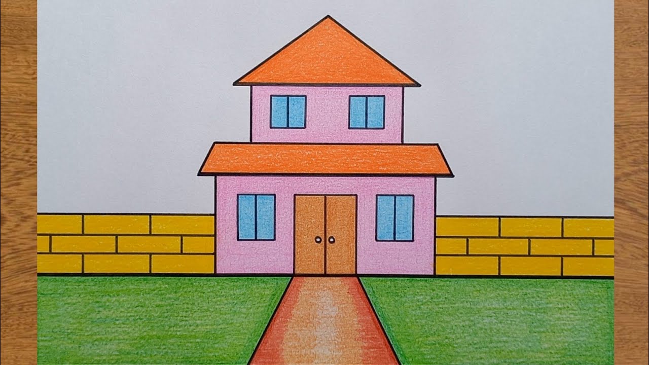 Drawing a Level House  🏠Very Easy🏠 Drawing a House