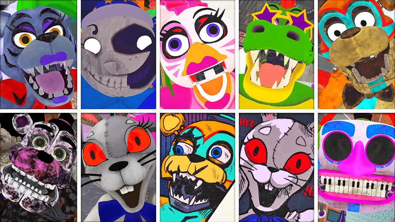 FNAF Security Breach - All JUMPSCARES & ENDINGS in BRIGHT Mode
