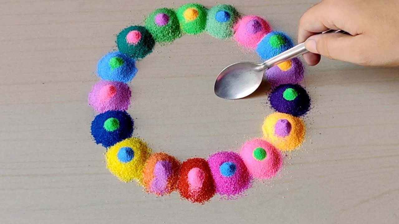 Multicolour Rangolis With spoon | Navratri, Dussehra Rangolis | Diwali Rangoli | Artwithkavi