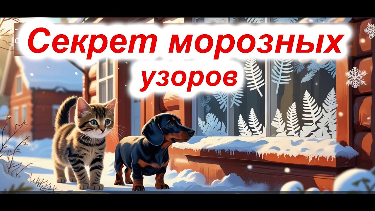 Секрет морозных узоров и снегирёк Огонёк. Сказки про Дружка и Васечку - щенка и котёнка #cat #dog