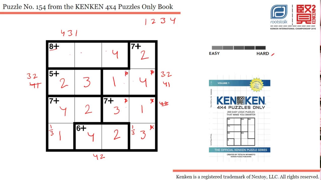 Kenken 4x4 Puzzles Only- Puzzle 154