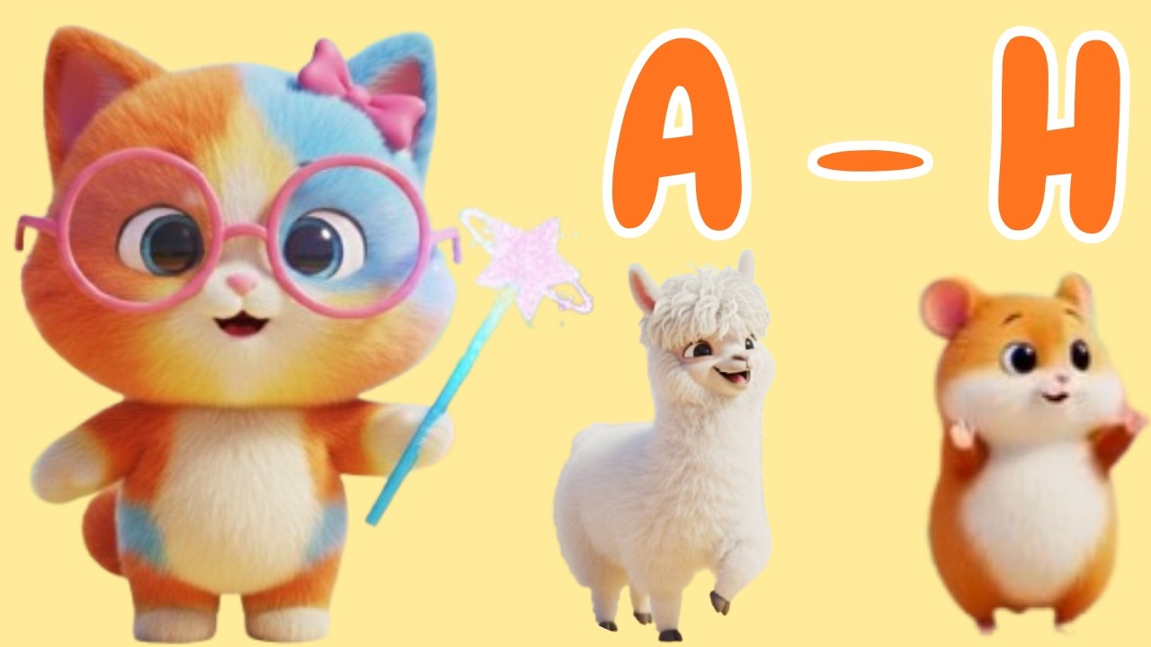 Learn fluffy alphabet A - H (part1) | Learn with Kitty 🐱 for kids