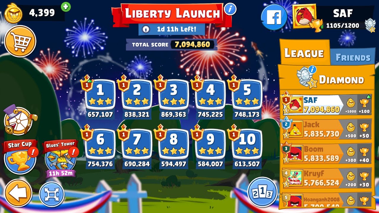Angry Birds Friends. Liberty Launch (06.07.2024). All levels 3 stars. Passage from Sergey Fetisov