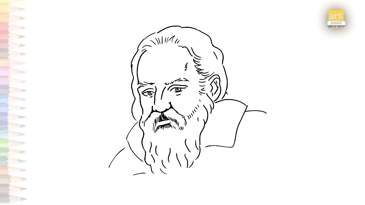 Galileo Galilei drawings | Easy outline sketches | How to draw Galileo Galilei easily | #artjanag