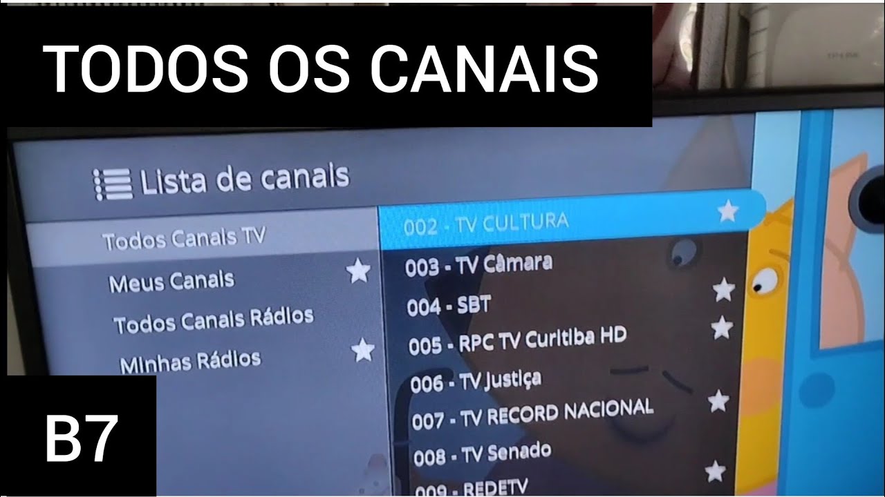 Todos os canais que estão pegando no Midiabox b7 da migração