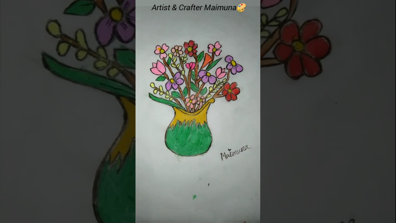 Flower with vessel🌷🏺#art #artist #flowers #vessel #drawing #painting #shorts