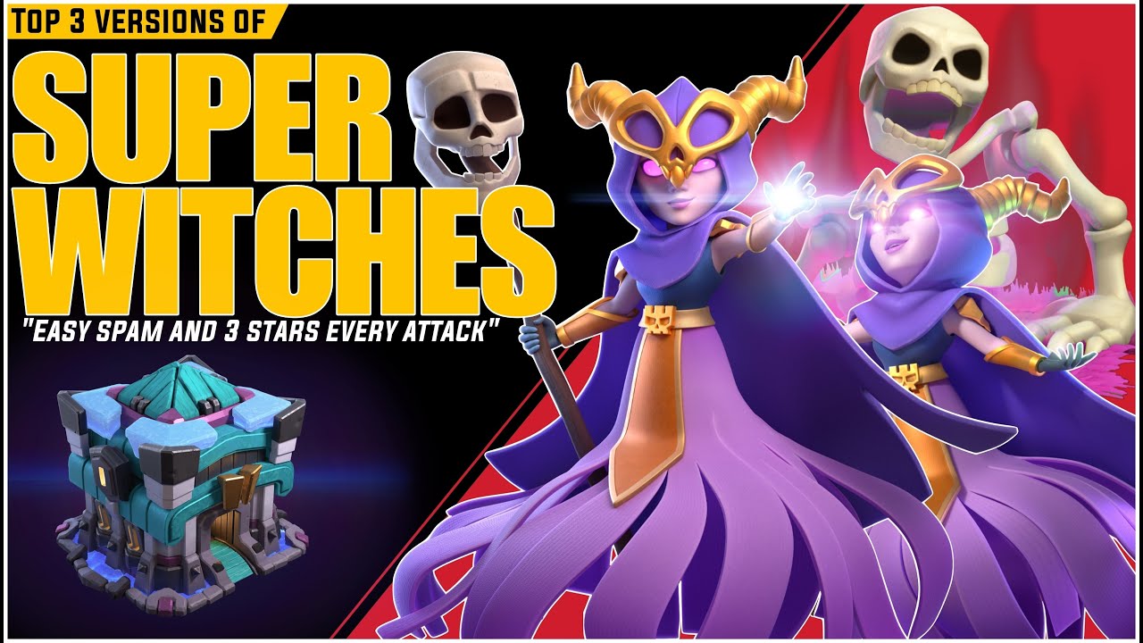 Top 3 Super Witches Attack Strategy Th13 | Town hall 13 Best Attack Strategy | Th13 Super Witches