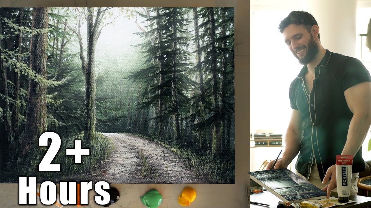 Learn How to Paint a Realistic Detailed Forest with Me - A Real Time Painting Class