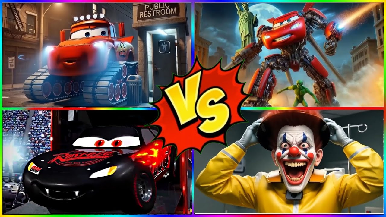 ⚡🟣 WHO WINS?! EVIL MCQUEEN 😈 vs MCQUEEN EXCAVATOR 🚜 vs MINIONS.EXE 🤖 vs TRANSFORMER MCQUEEN 🔥