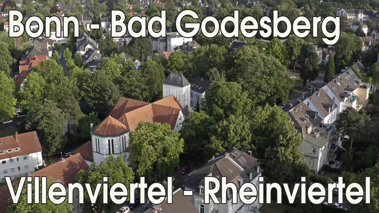 Bad Godesberg Bonn - Villenviertel, Herz-Jesu-Kirche und Rheinviertel - Luftaufnahmen