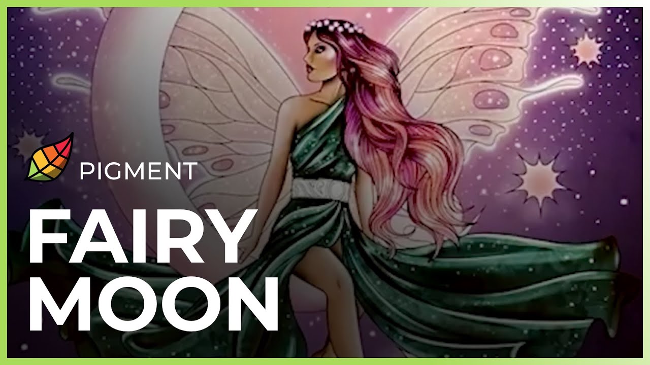 Digital Coloring Tutorial | Fairy on a Crescent Moon | Pigment by Pixite Apps