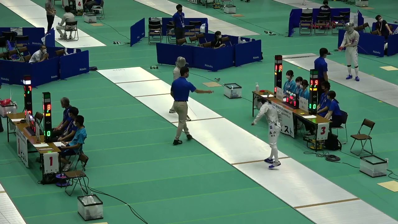 2021年IH フェンシング 男子 サーブル 予選トーナメント2回戦 高山幸大 鶴丸(鹿児島) vs 茶野友秋 法政第二(神奈川)