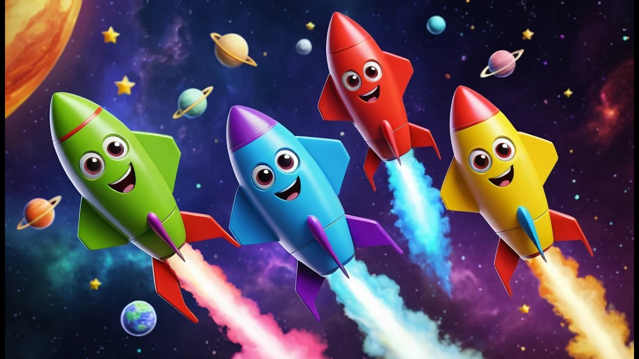 Fünf Kleine Spielzeugraketen Vroom Vroom | Weltraumlied & Kinderlieder zum Mitsingen