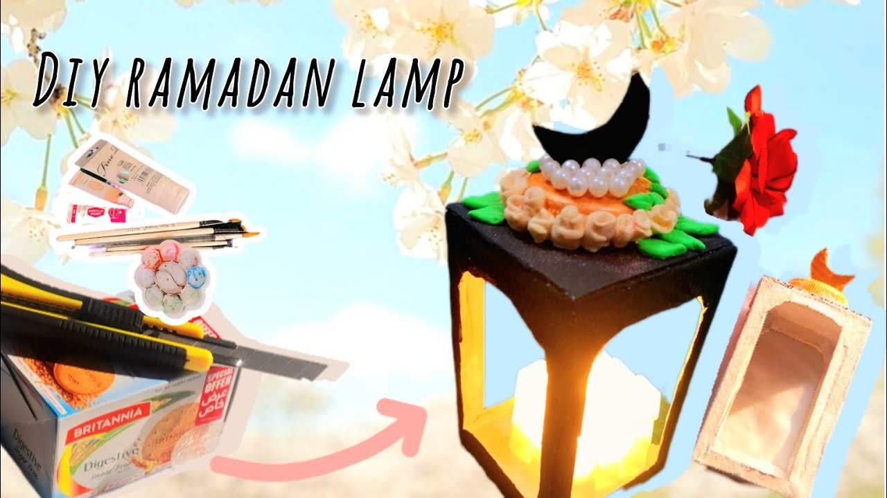 DIY Aesthetic ramadan lamp from cardboard and clay | Ramadan decoration ideas 
