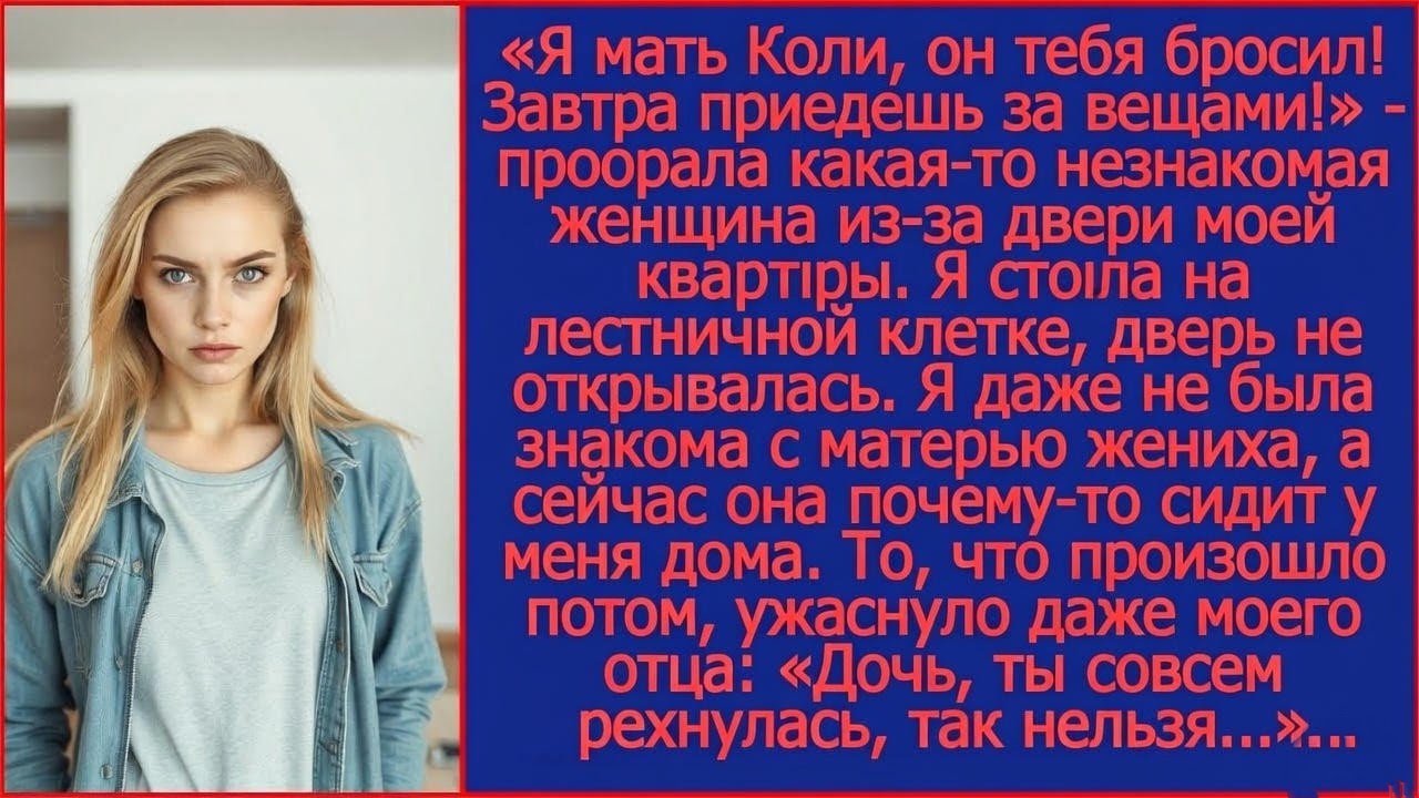 «Я мать Коли, он тебя бросил! Завтра приедешь за вещами!» - проорала какая-то незнакомая женщина.