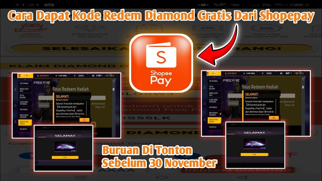 Tutorial Dapat Diamond Gratis Dari Shopepay🙀 #freefire #koderedem #diamondffgratis #shopepay #garena