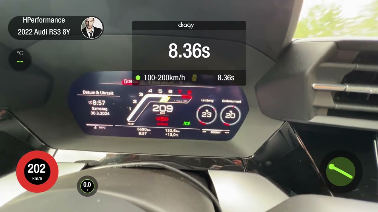 HPerformance RS3 8Y Stage 1 mit 100 Oktan Kraftstoff -  470PS / 640NM - 100-200km/h