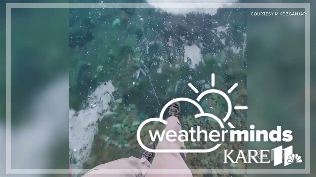Walking on ice on Lake Superior