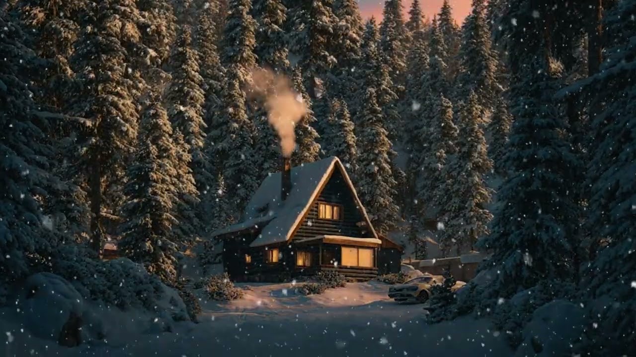Winter soundscape with the gentle sound of snow falling softly in the quiet of the night