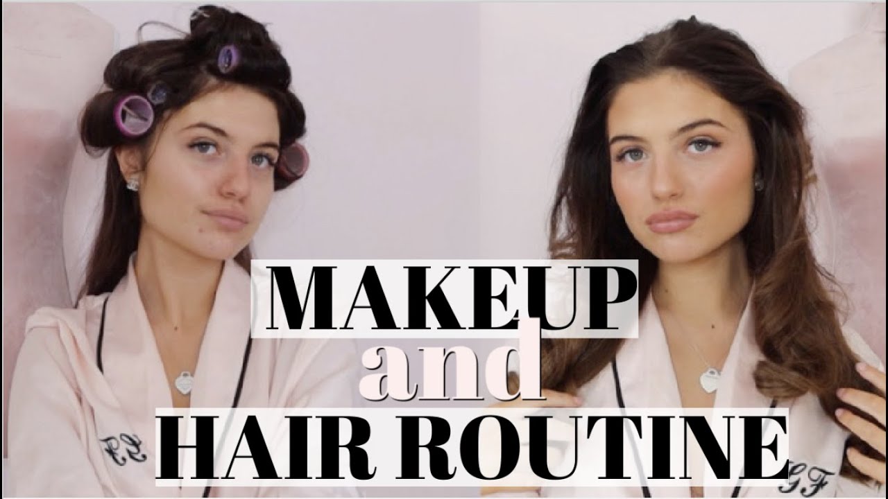 MY EVERYDAY MAKEUP + HAIR ROUTINE (USING ROLLERS!) ♡