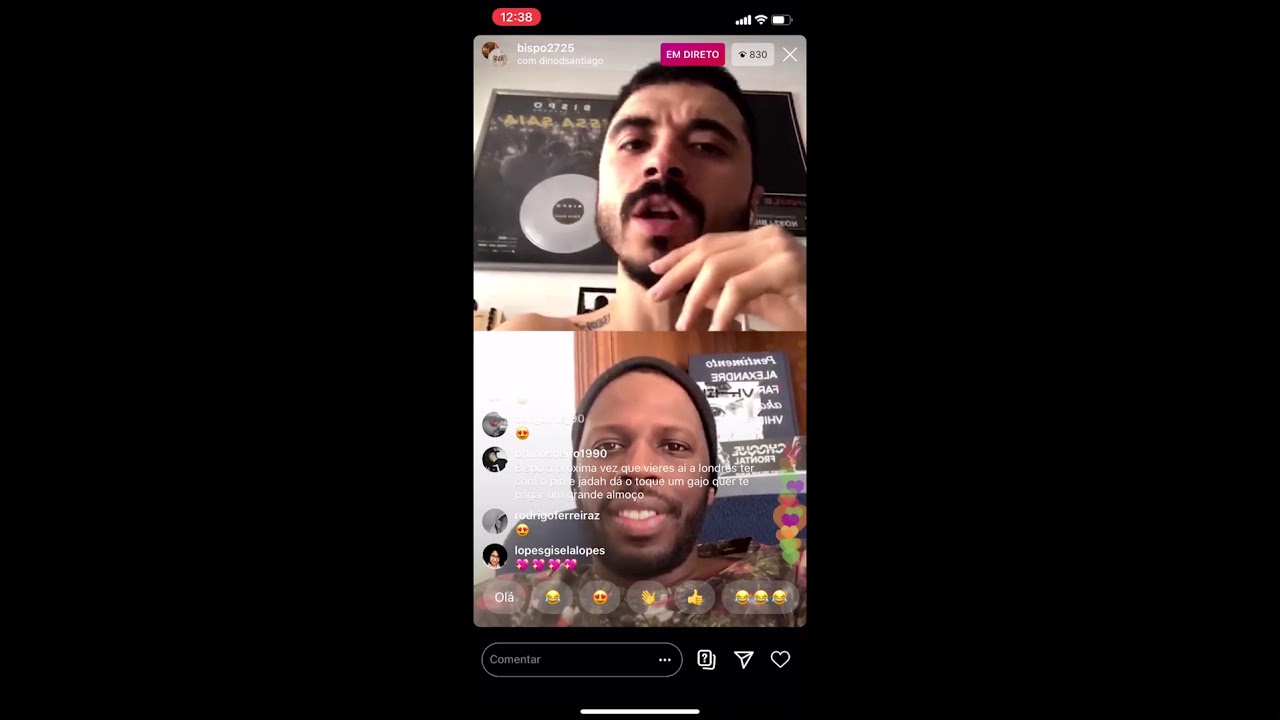 Bispo e Dino D'Santiago em conversa sobre novo som Mama (Instagram Live)