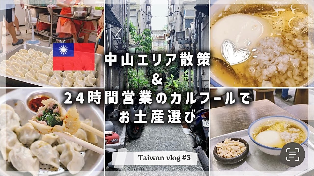 【🇹🇼2025台湾vlog③】もちもち！パクチーとバジルの水餃子/中山で見つけた無添加のおいしい豆花屋さん/24時間営業・カルフールでお土産選び