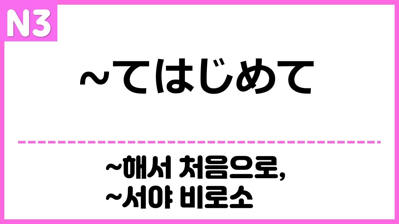 [N3] ~てはじめて
