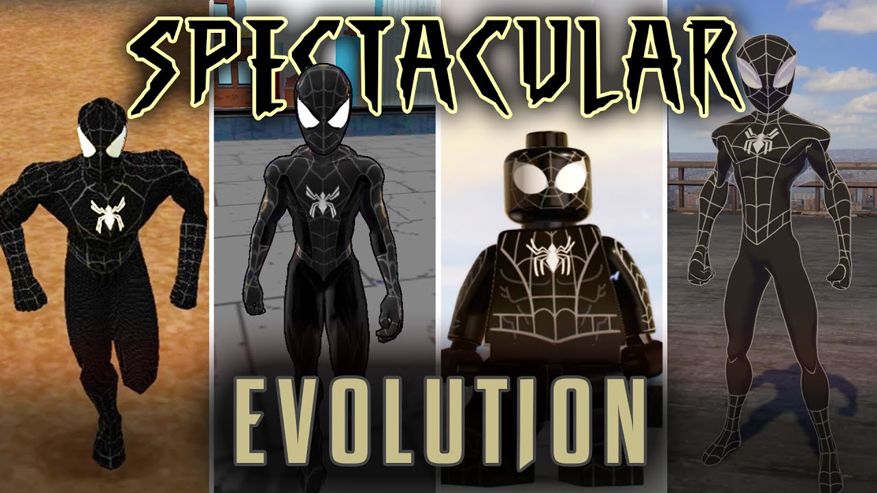 Evolution of Spectacular Black Stage 1 Suit in Spider-Man Games (2000 - 2023)