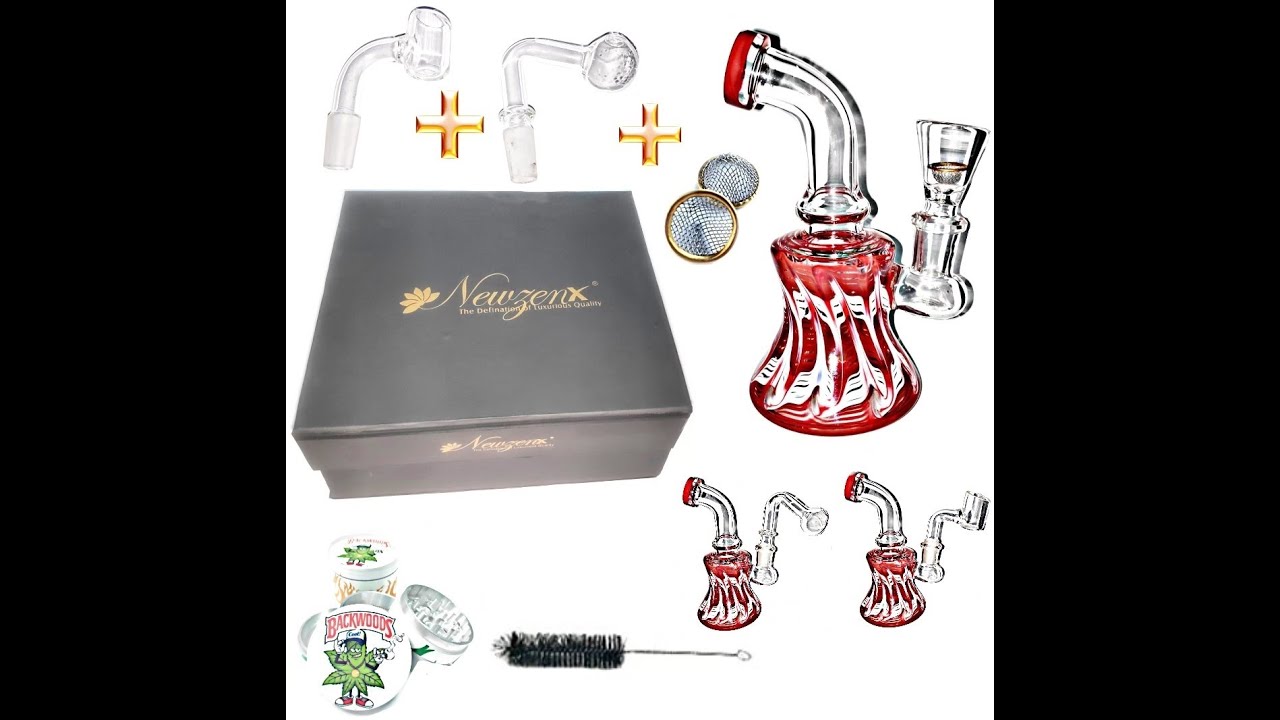 Newzenx&reg; Glass Bong 5.5 Inch Red & White Reversal Artwork Bong (All-in-One Bong) Included Gift Box