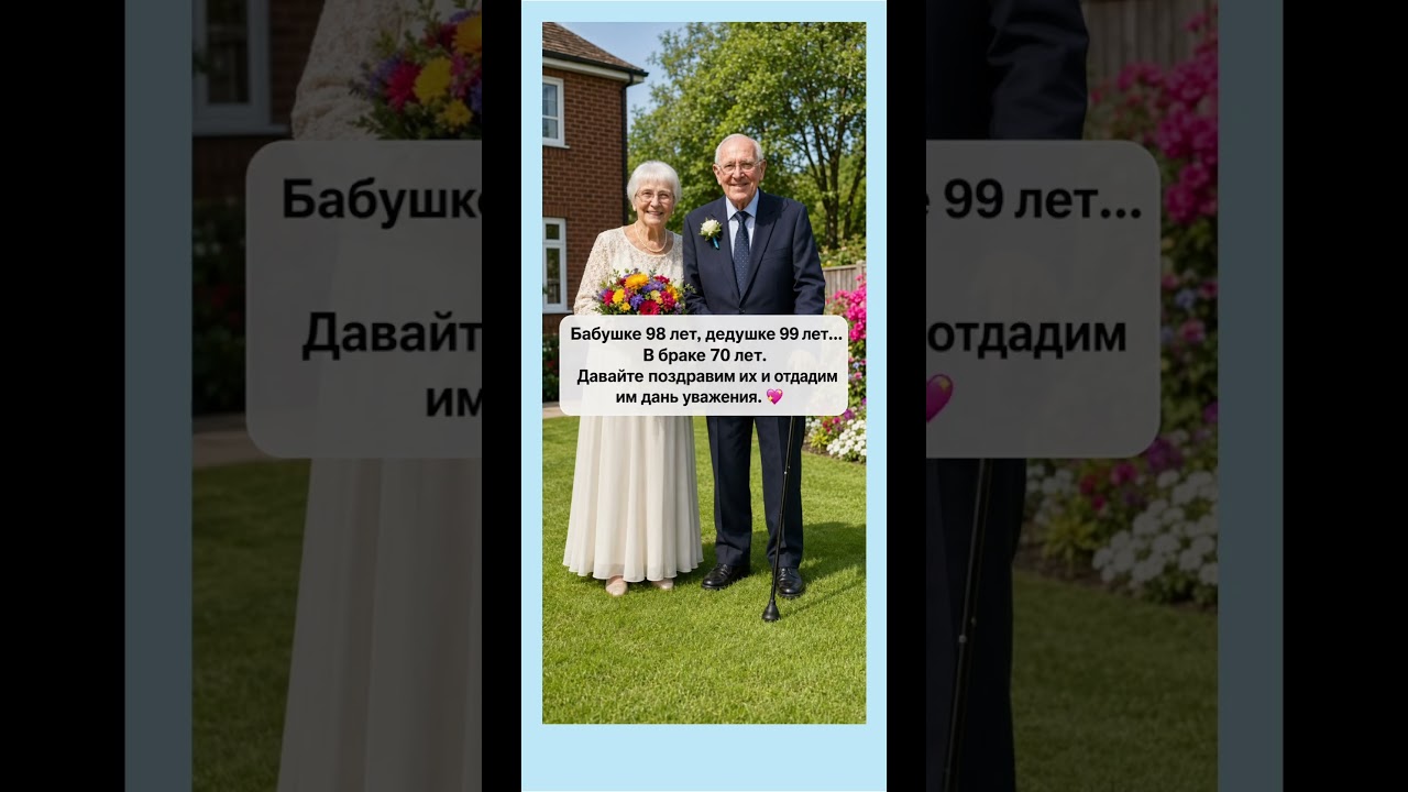 Бабушке 98, деду 99, вместе 70 лет.