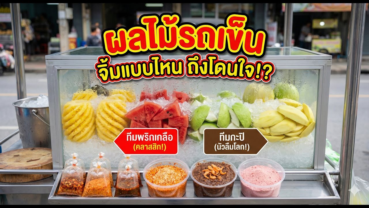 ผลไม้รถเข็น 🍍🍉 ทีเด็ดอยู่ที่น้ำจิ้ม! คุณทีม 