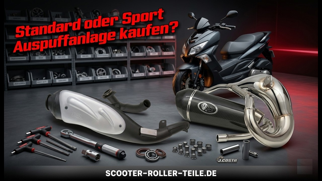 Standard oder Sport Auspuffanlage 2 Takt 50ccm Auspuff Kaufen bei scooter-roller-teile.de aussuchen