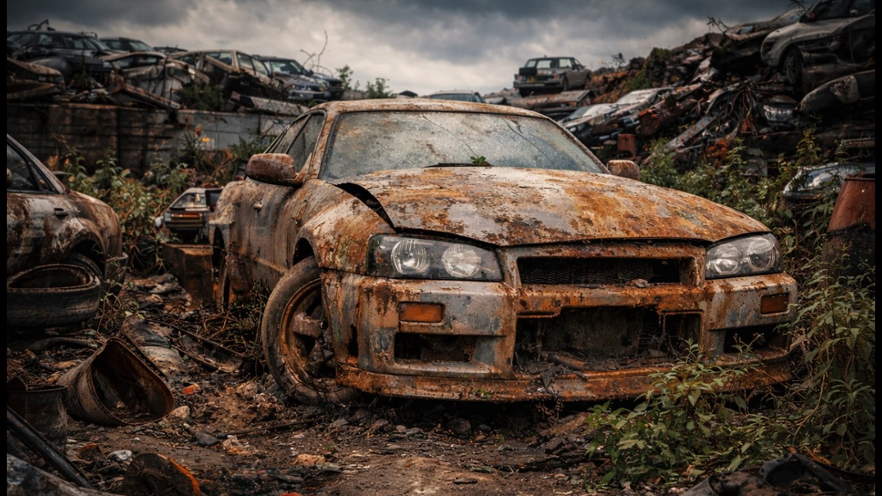 We Found an Abandoned Nissan Skyline R34 in a Junkyard — Full Restoration ASMR
