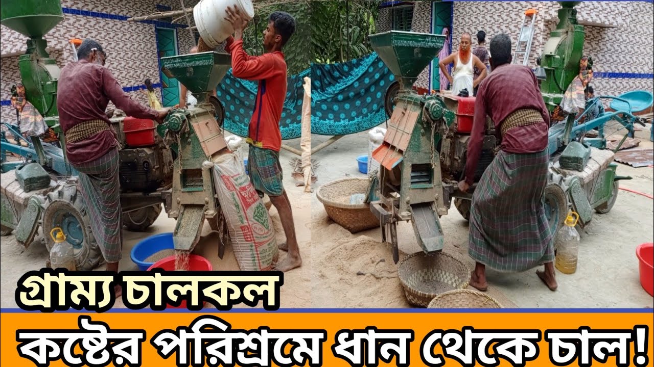 বাংলাদেশের ঐতিহ্য ট্রাক্টর চালিত ধান মাড়াই কল | rural Bengal Tractor driven rice threshing mill