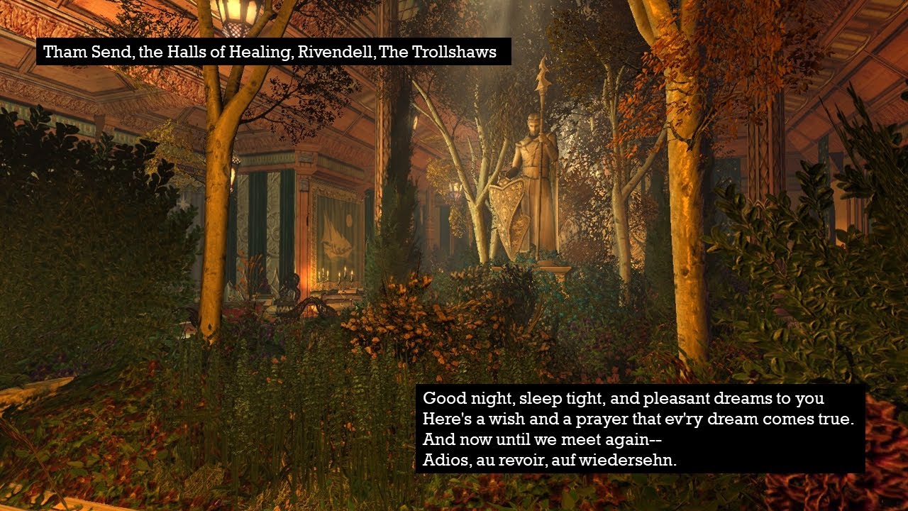 Adios, Au Revoir, Auf Wiedersehn, by Lawrence Welk, with lyrics, on LotRO instruments