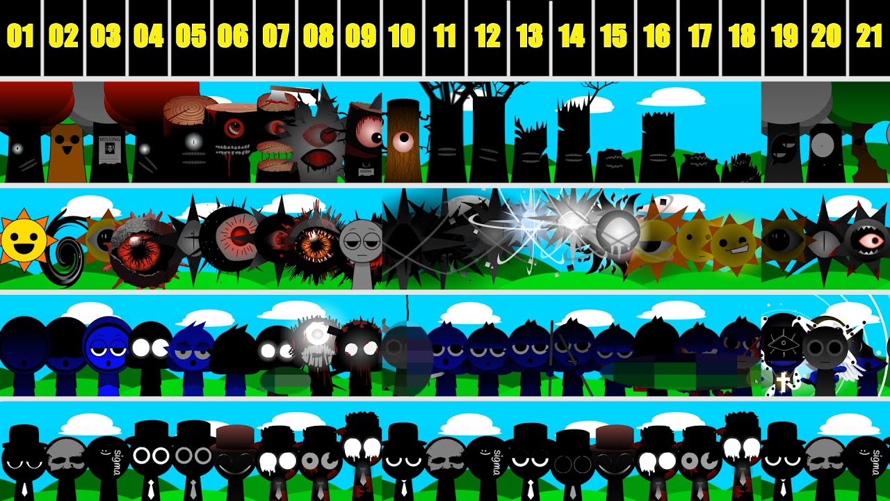 Incredibox Sprunki all in one ( Black, Jevin, Mr. Sun, Mr. Tree ) 21 Phase  ... Super new