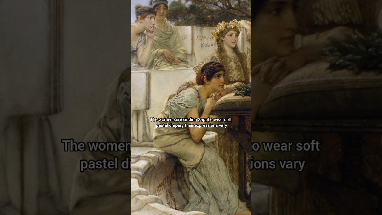 Sappho and Alcaeus (1881) by Lawrence Alma-Tadema #lovepainting #loveart #classicalpainting
