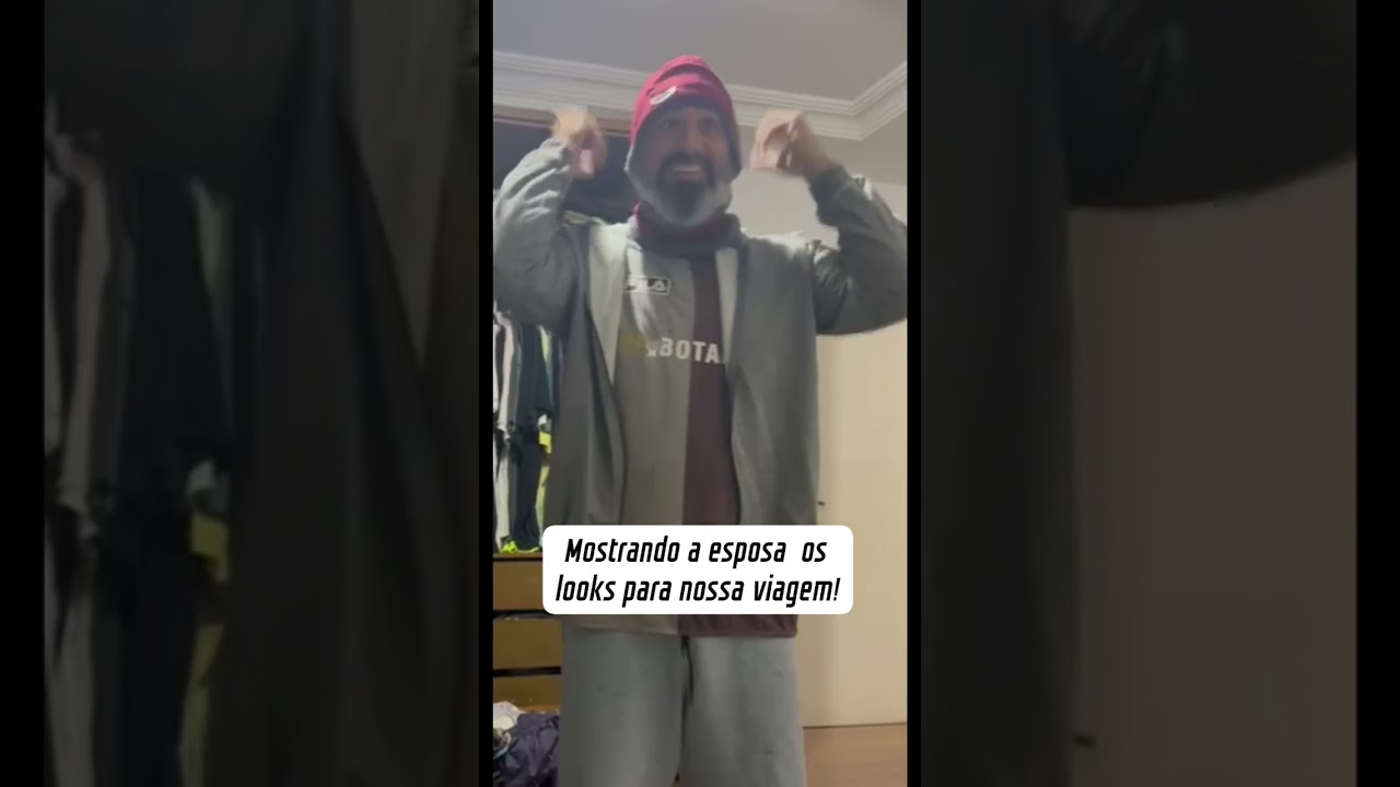 Mostrando a esposa os looks para nossa viagem de 10 anos de casados no Chile! #botafogoemdebate