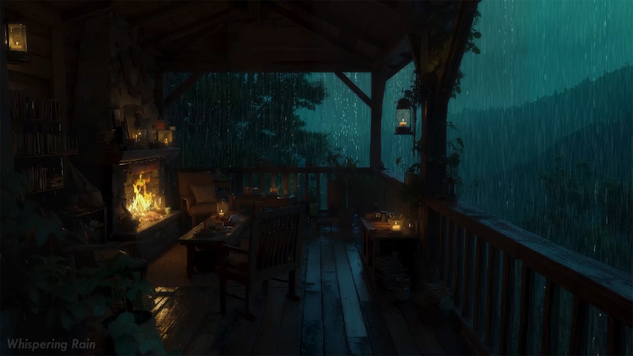 Rainy Night, Thunder & Cozy Fire 🌧️ Drift to Sleep Quickly | Dark Ambience for Deep Rest