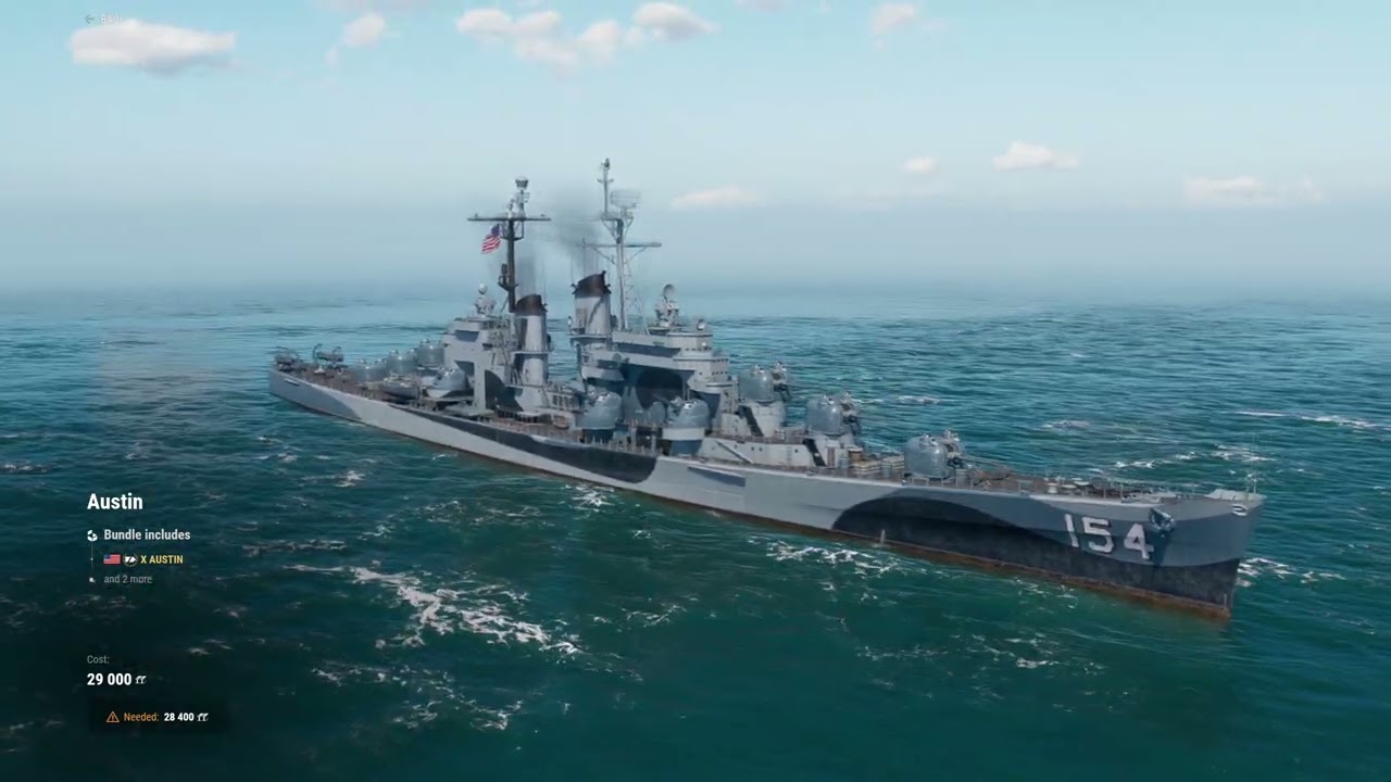 World Of Warships USS Austin Class Tier X Premium Cruiser RTX 4090 OC I9-14900KS UHD