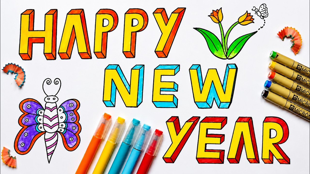 happy new year 2026 drawing | happy new year drawing 2026 | happy new year drawing easy | 2026