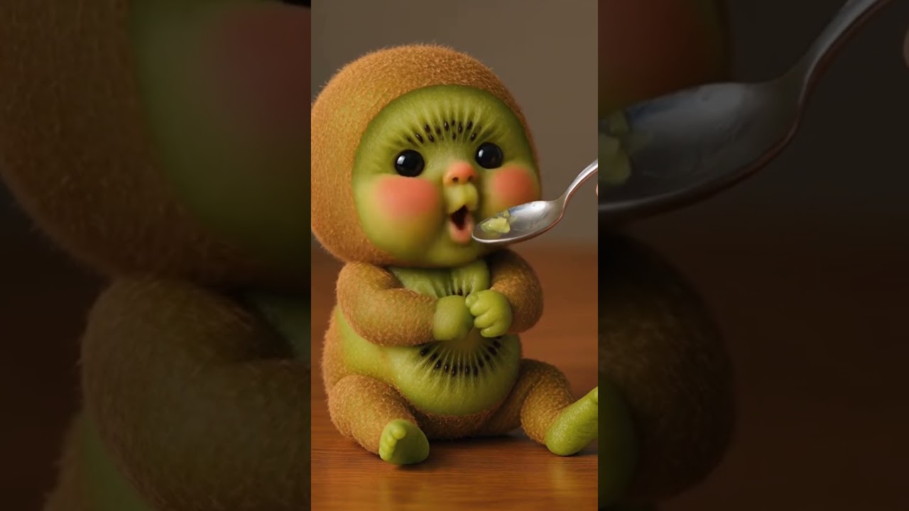 ASMR KIWI EATING 🥝 #kiwi #asmr #ai #eating #cute