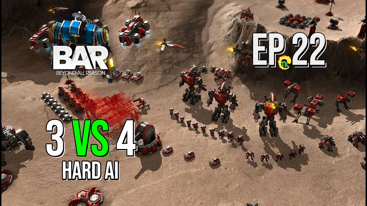 Beyond All Reason | Leveling Up – Against 4 Hard AIs | EP 22 | RTS Games