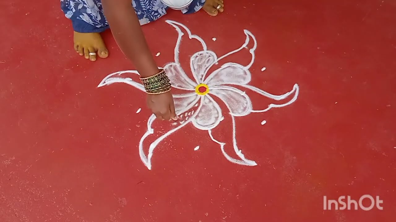 5*3dots easy rangoli designs 🌺5*3 చుక్కల అందమైనా ముగ్గు🌹#chaithuhari Rangoli designs #viralvideo 