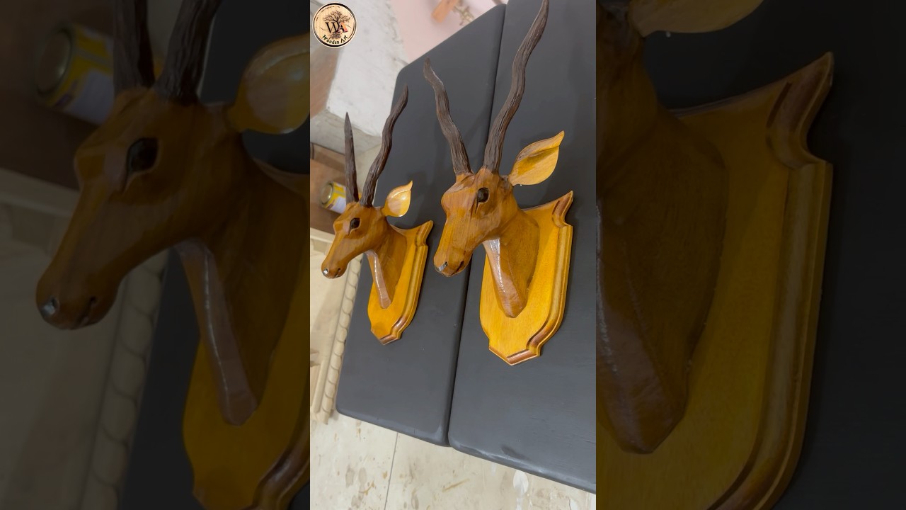 Deer head in wood carving | Hiran head design |