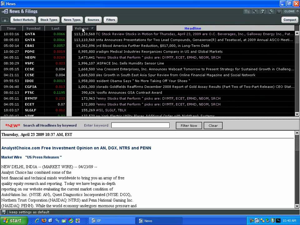 Check out the My EquityFeed News and SEC Filings Interface!