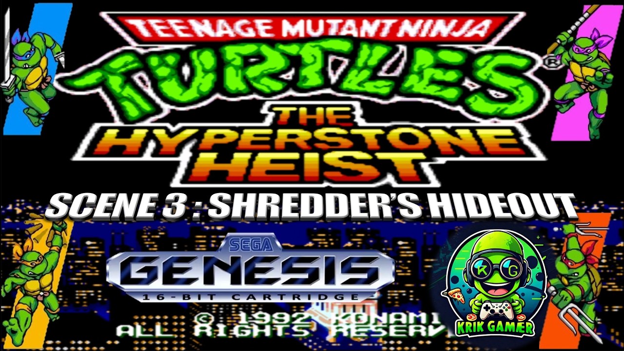 TMNT The Hyperstone Heist (SEGA Genesis) ESCENA 3– ¡Completando el juego con Leonardo! (1080p ~ 4K)